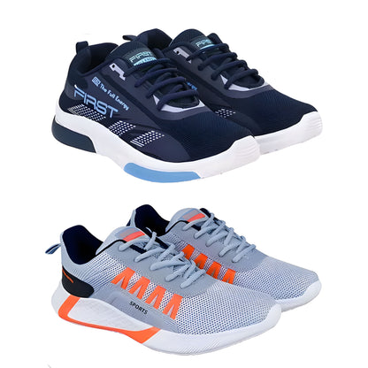 Dynamic Duo: Navy & Grey Performance Sports Shoes Combo